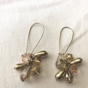 Vintage crystal beaded dangle pierced earrings